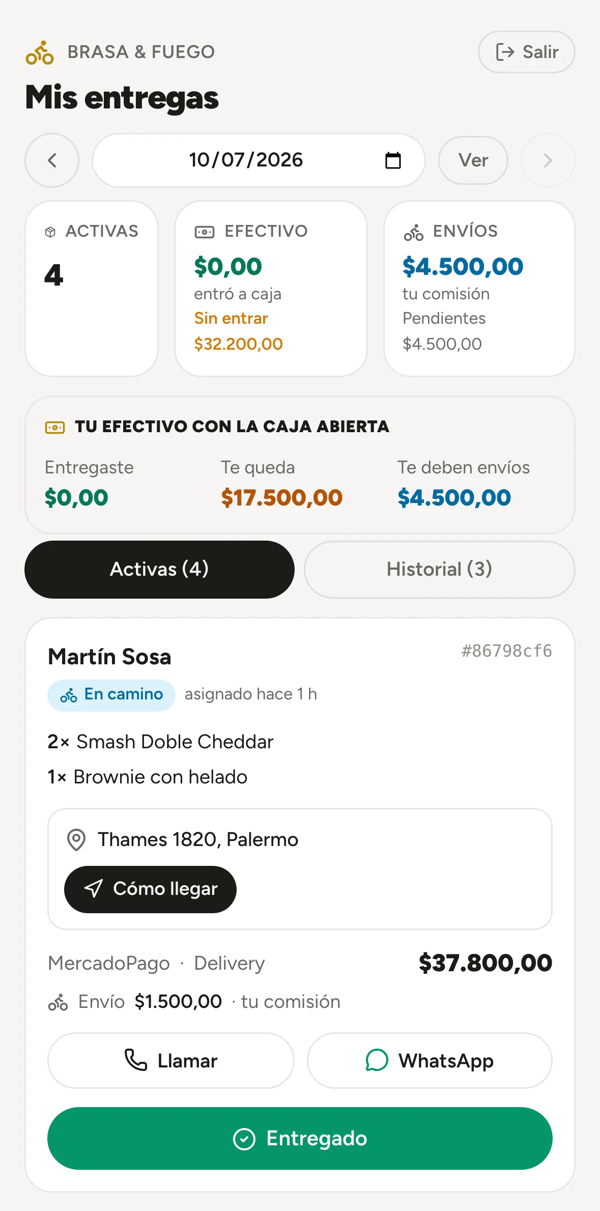 La app del repartidor