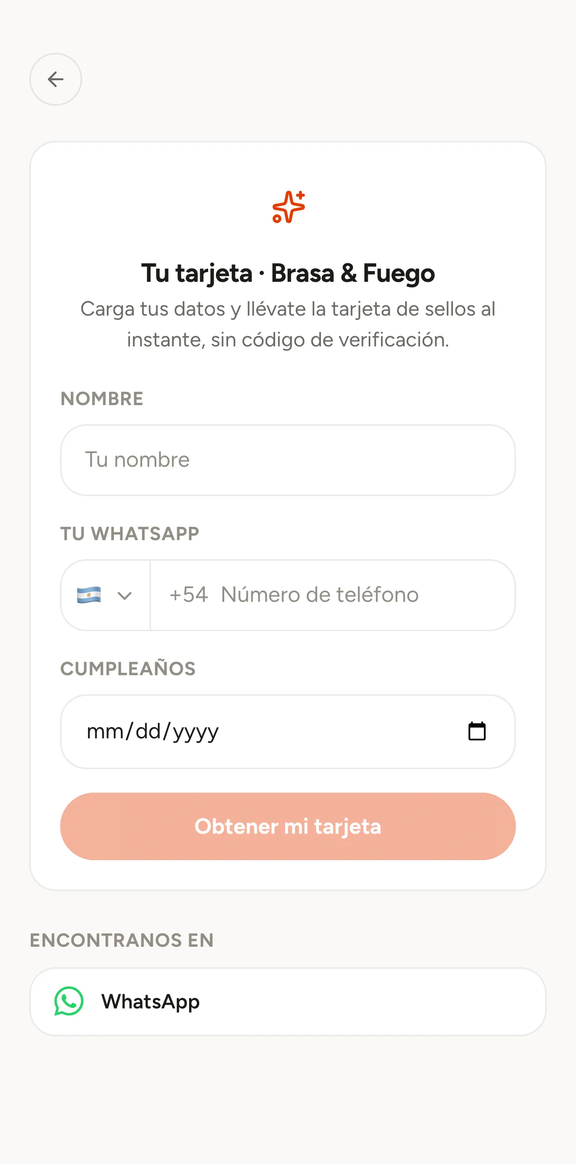 La tarjeta de sellos