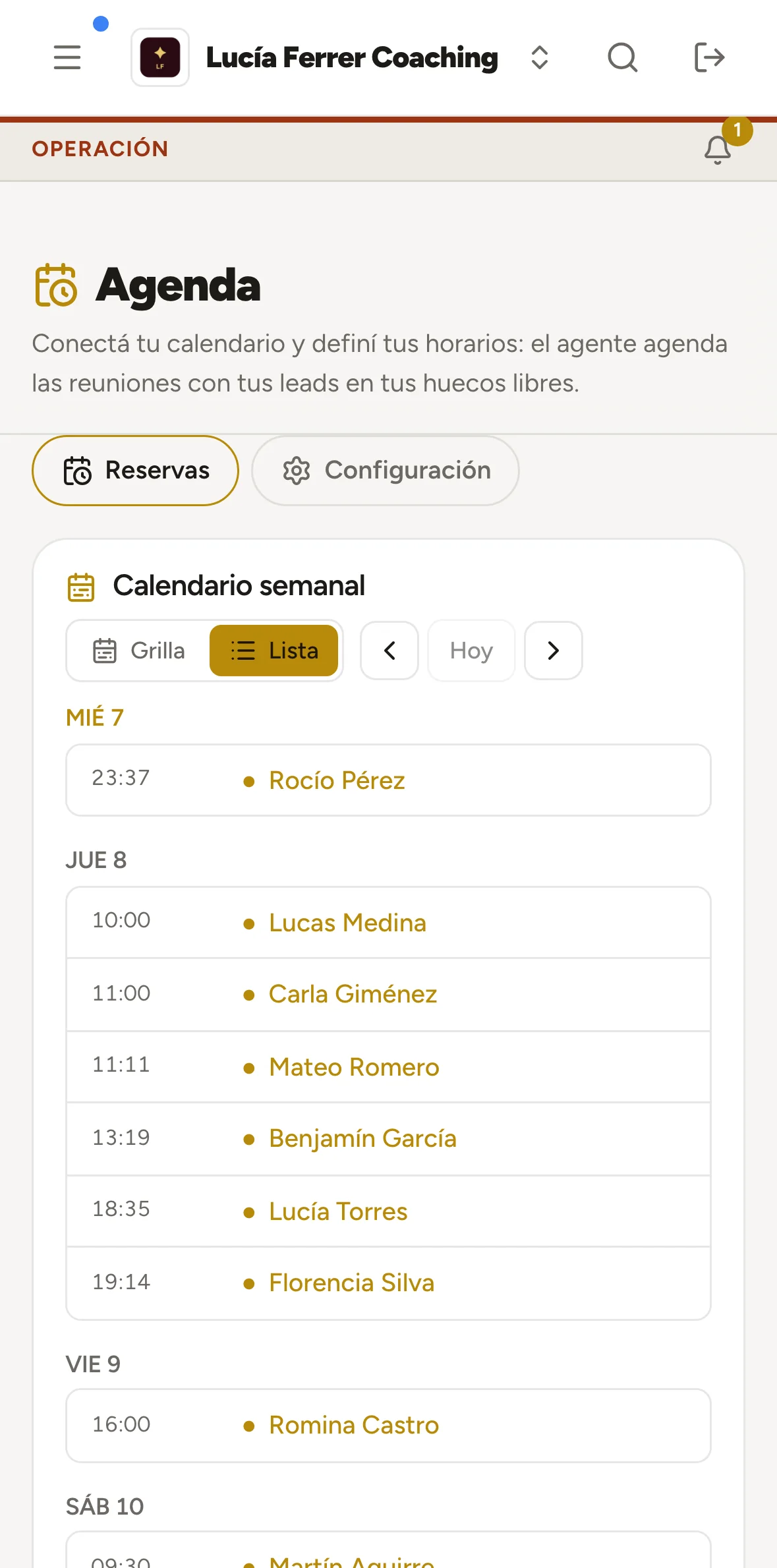 la agenda de Lucía
